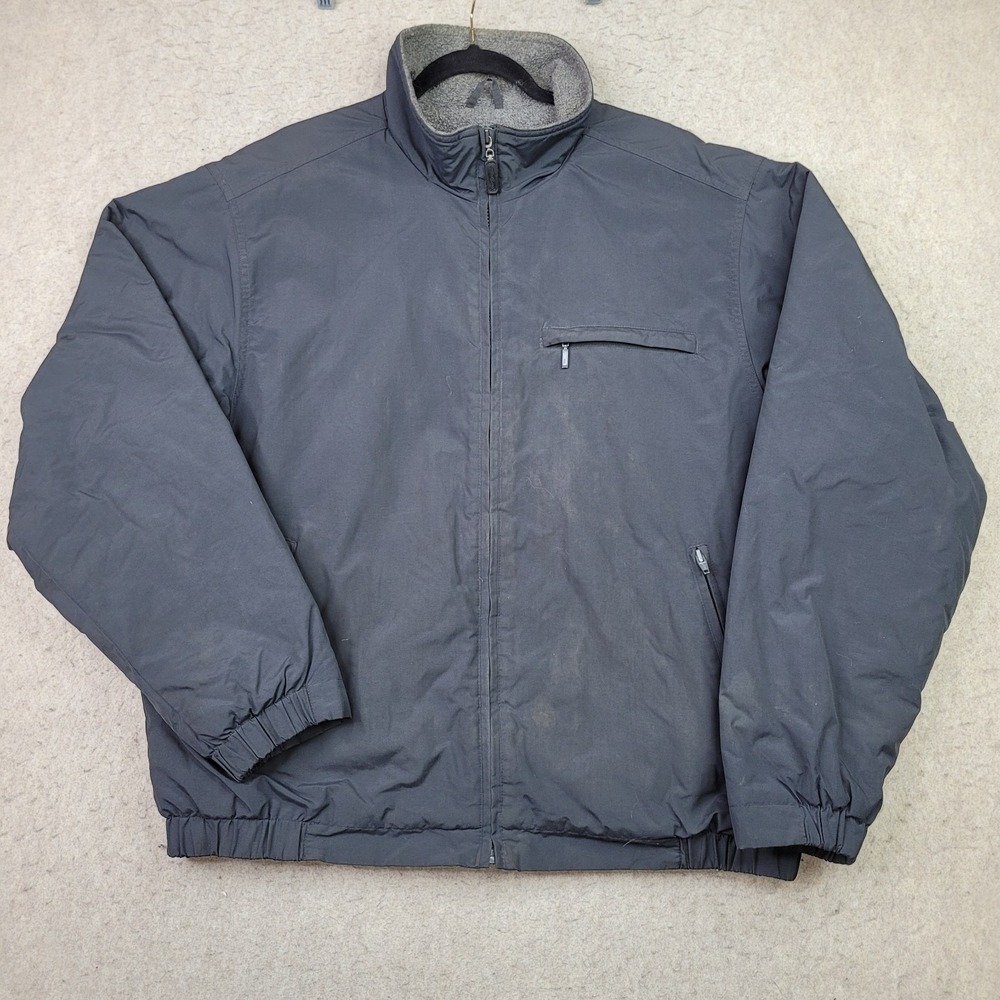 Eddie Bauer PolarTec Jacket Mens L Blue Faded Full Zip‎ Fleece Lined Workwear